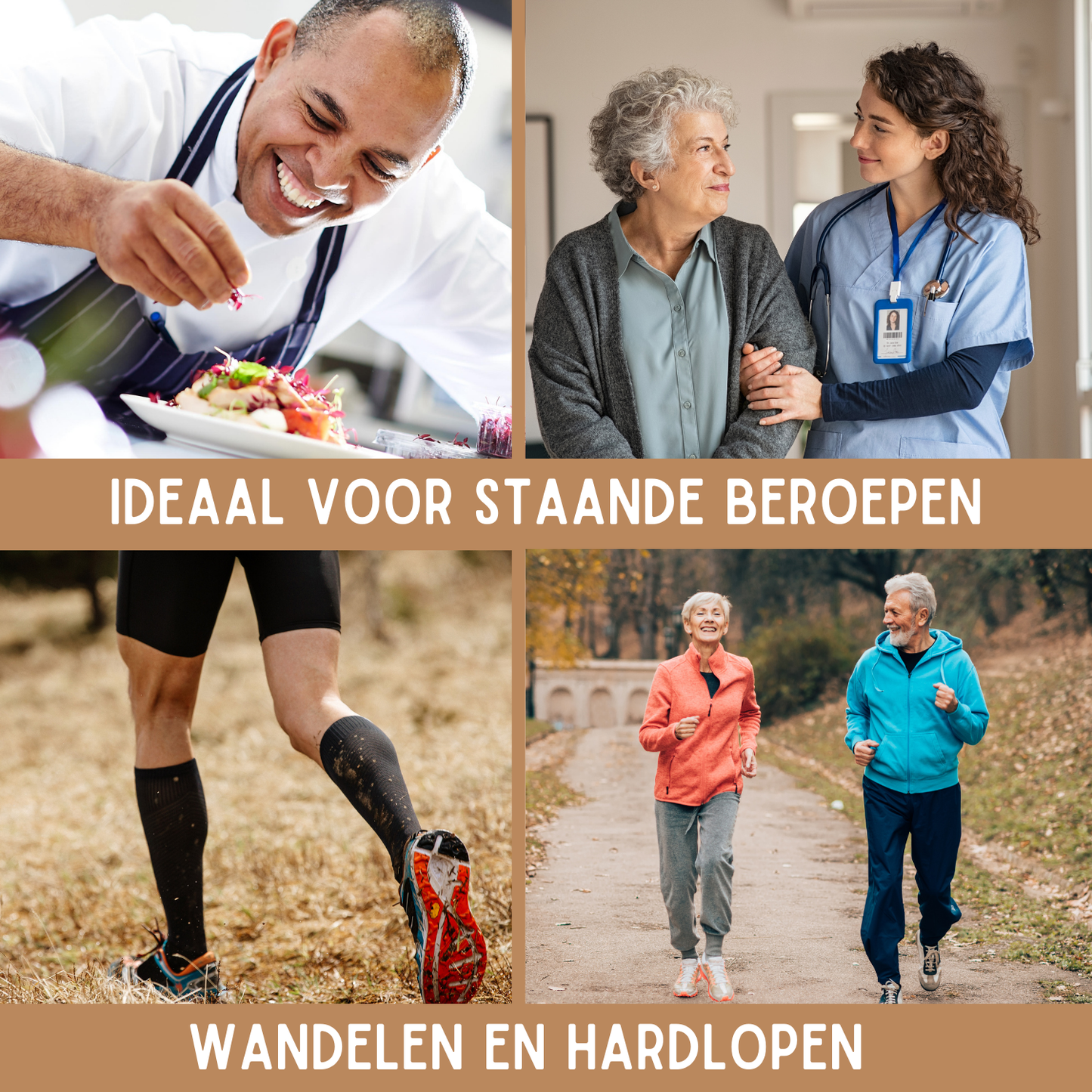 Compressiekousen - Premium Steunkousen – 1 Paar Zwart Grijs